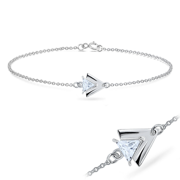 CZ Triangle Silver Bracelet BRS-429